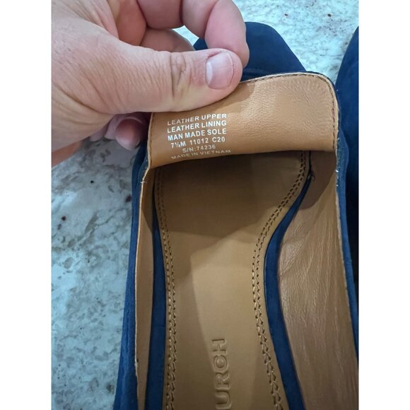 Tory Burch Leigh Perfect Navy Silk Suede Elastic Logo Loafers Flats - Size 7.5 - Picture 5 of 6